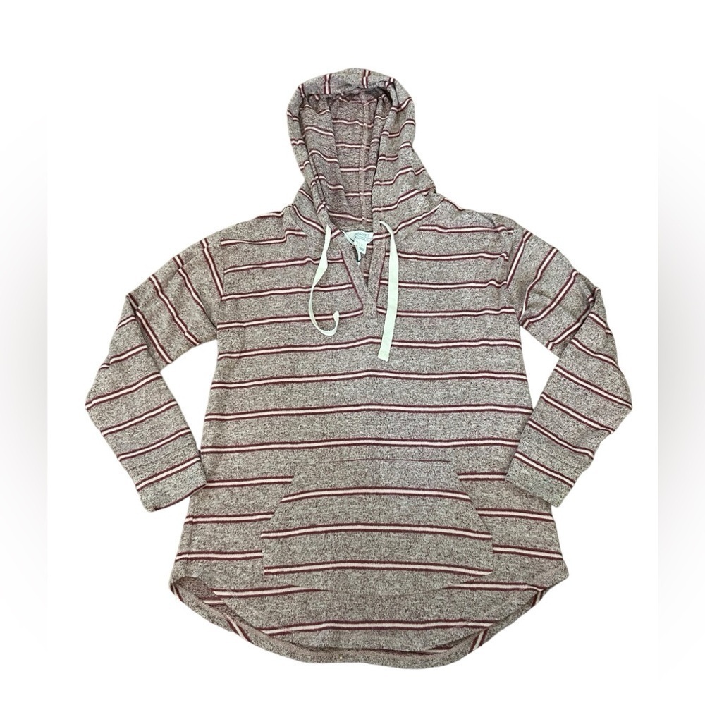 Market & Spruce Kallon Brushed Knit Pink & Mauve Striped Hoodie Size Small NWT